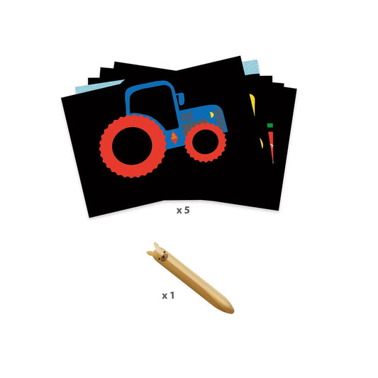 Photos à gratter Djeco découverte des véhicules