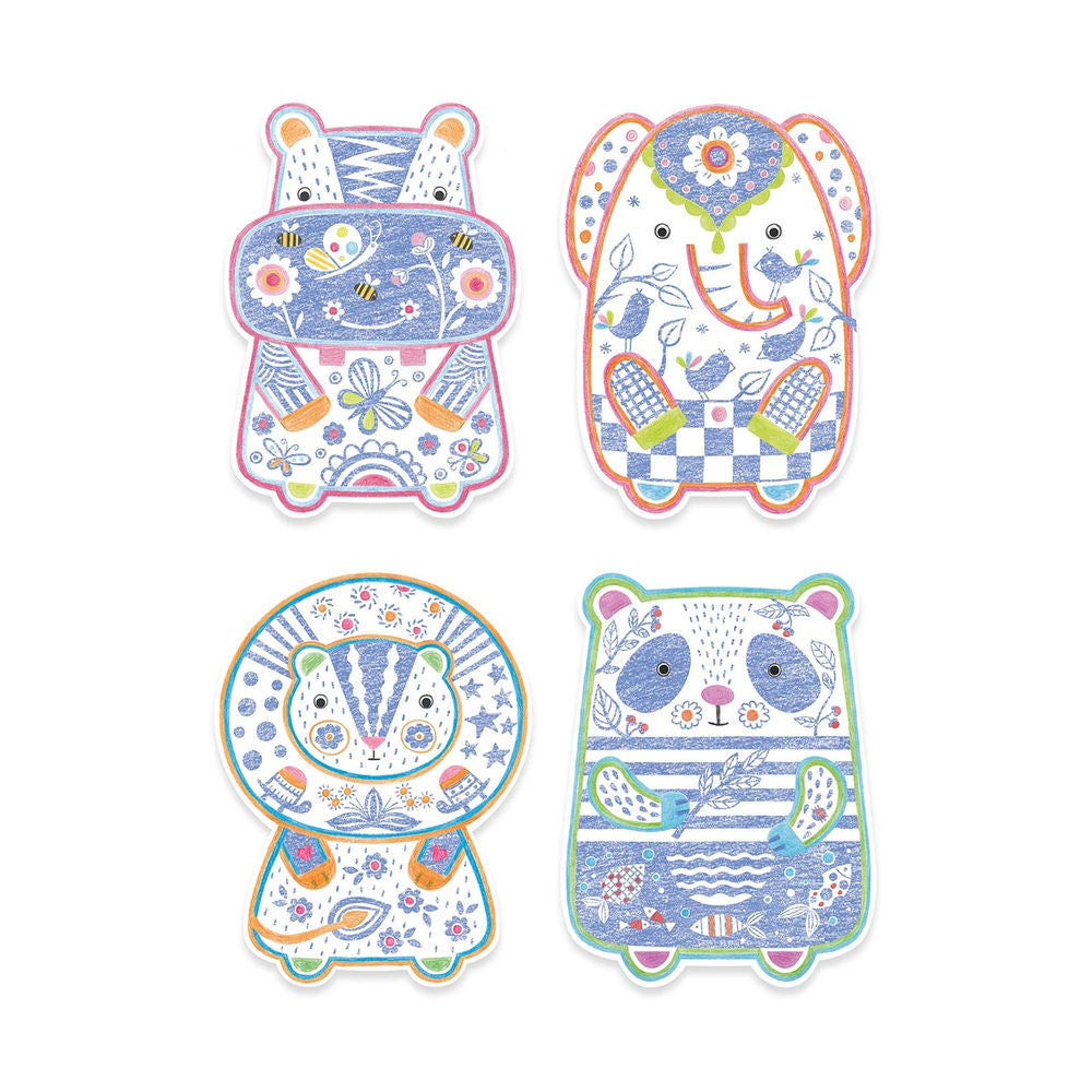 Djeco coloring pages hidden colors wild animals