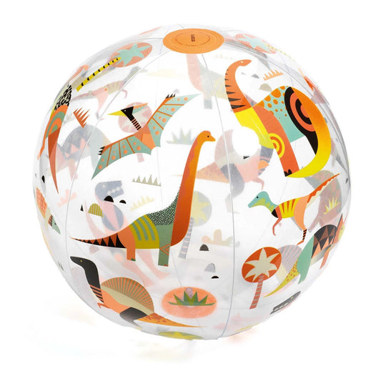 Djeco Ball Dino Ø 35cm de couleur fluo