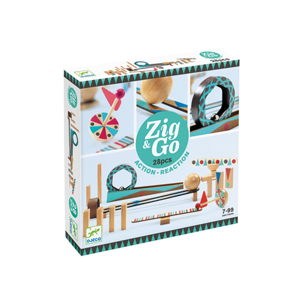 Djeco jeu de réaction en chaîne Zig & Go, 28 pièces