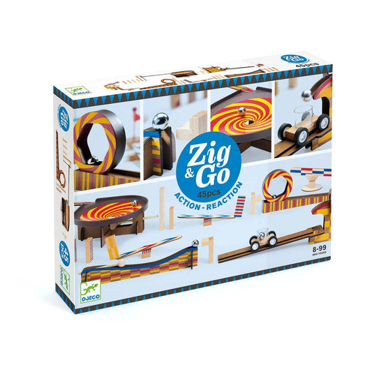 Djeco jeu de réaction en chaîne Zig & Go, 45 pièces