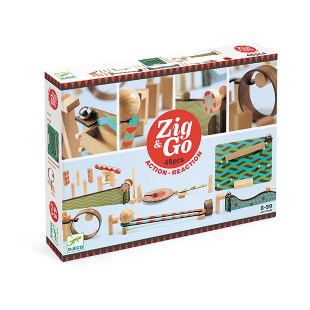 Djeco jeu de réaction en chaîne Zig & Go, 48 pièces