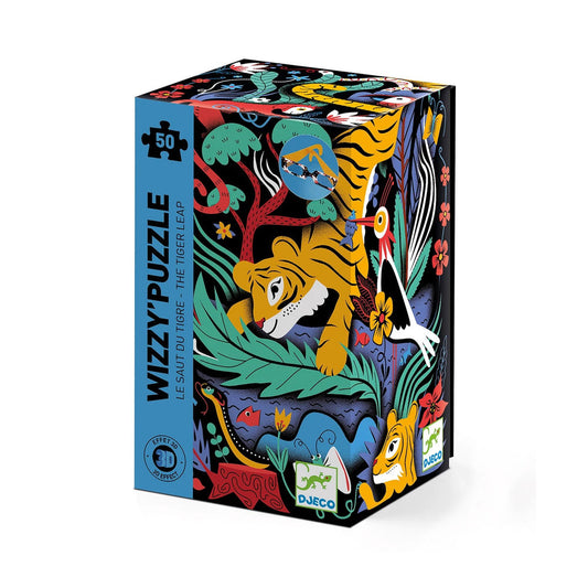 Djeco Wizzy Puzzle Saut du Tigre, 50 pièces