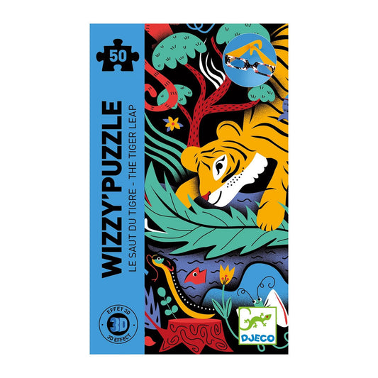 Djeco Wizzy Puzzle Saut du Tigre, 50 pièces