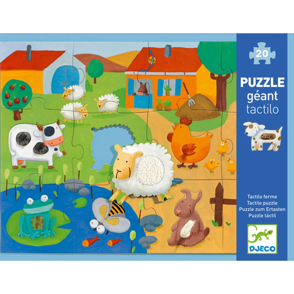 Djeco Puzzle Tactiloferme, 20 pieces