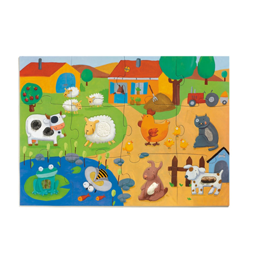 Djeco Puzzle Tactiloferme, 20 pieces