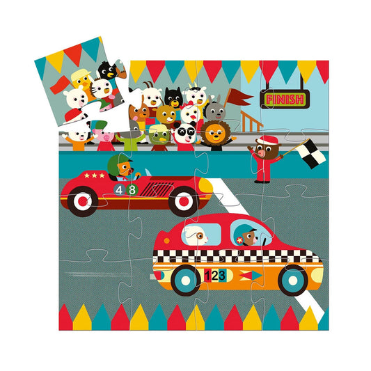 Djeco puzzle voiture de course, 16 pièces