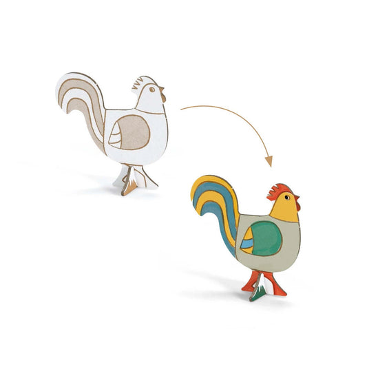 Djeco ensemble de construction et peinture 3D ferme