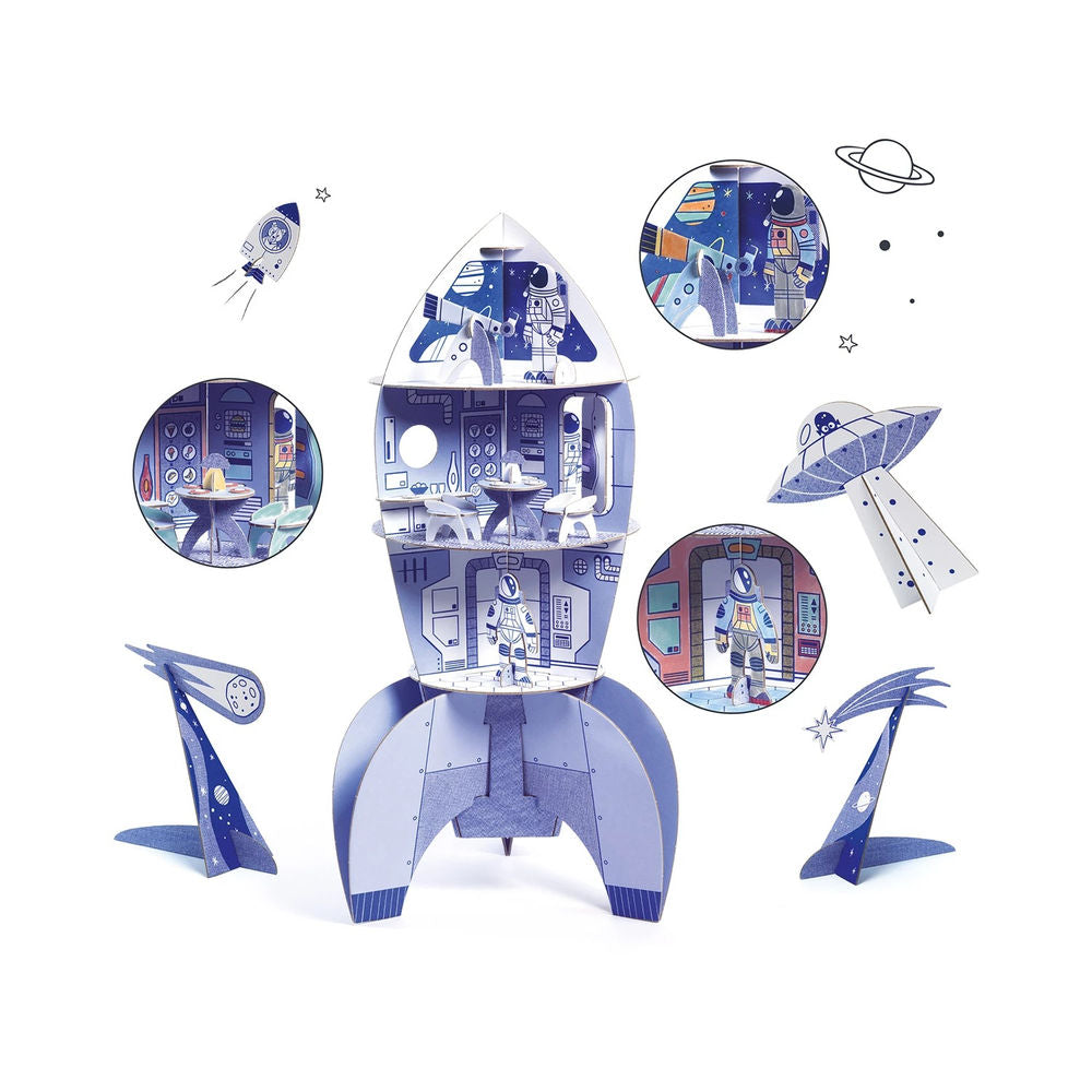 Djeco 3D building and painting set space rocket