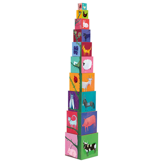 Djeco Pyramide Nature et Animaux, 10 cubes