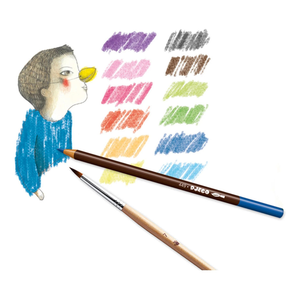 Djeco 12 coloured pencils watercolor