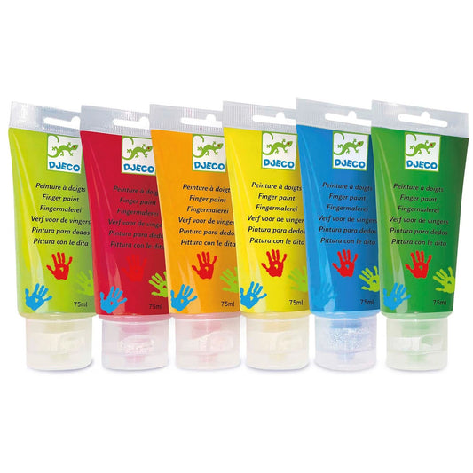 Peintures au doigt Djeco en tube, assorties