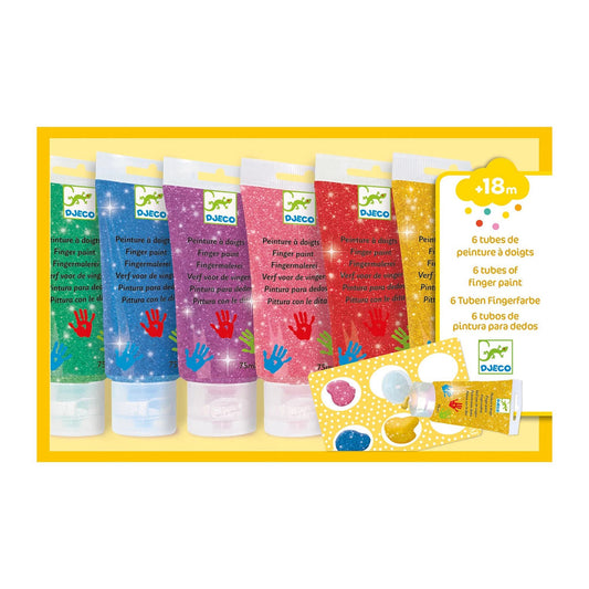 Tubes de paillettes de peinture au doigt Djeco 6x1, assortis