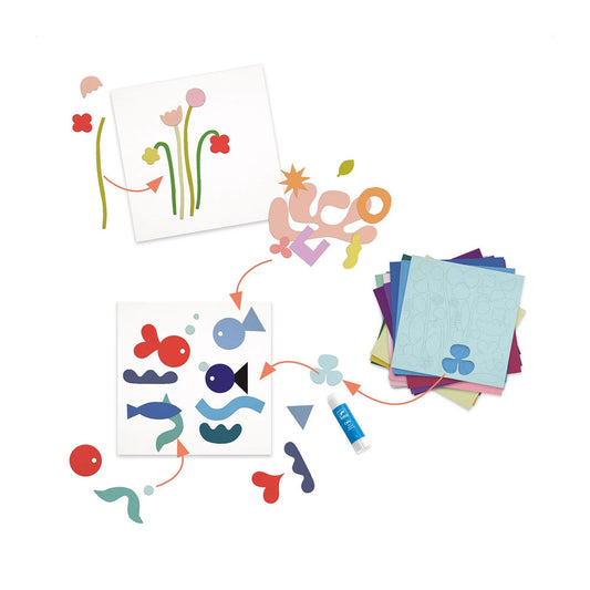 Artisanat Djeco avec du papier de couleur