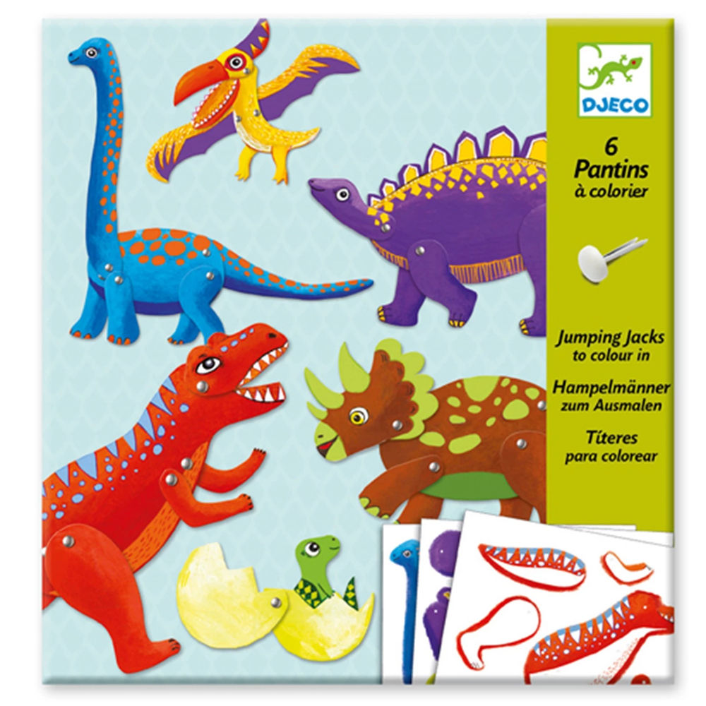 Djeco jumping jacks to color in dinosaurs