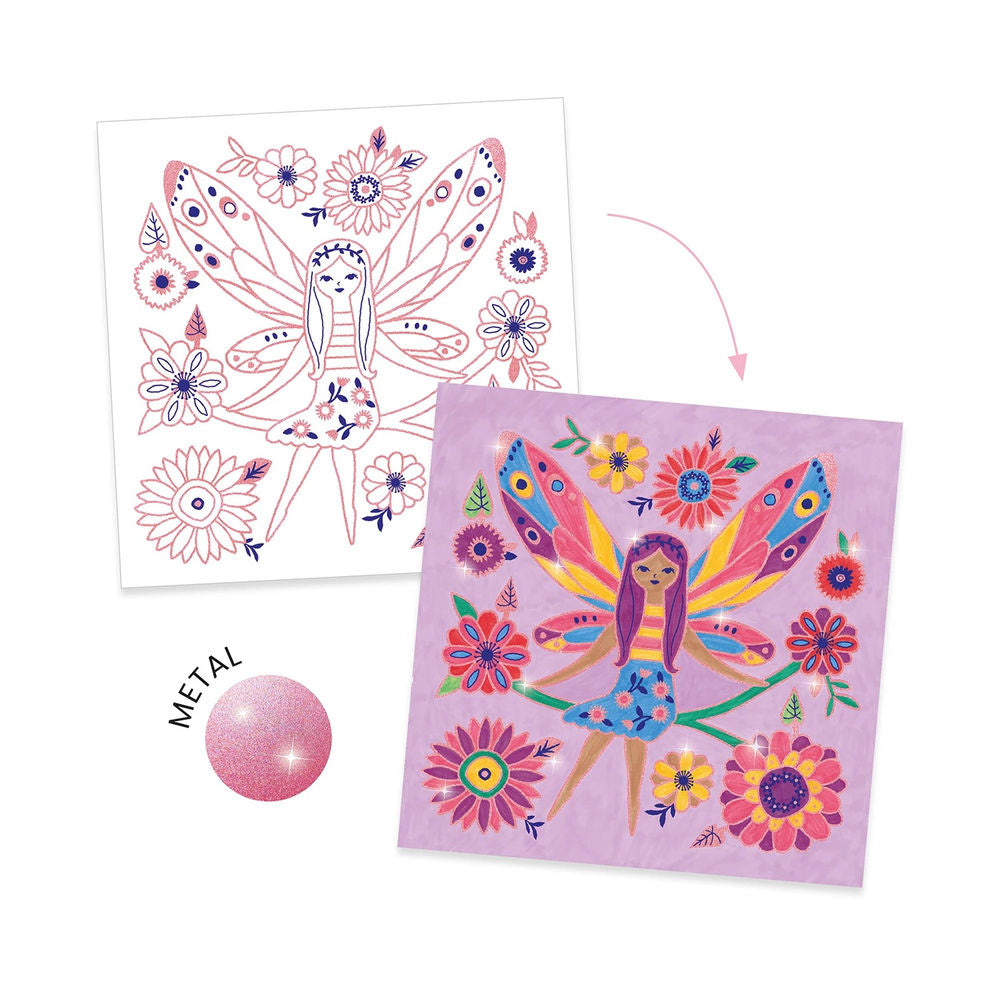 Djeco Shiny Coloring Pages Little Wings