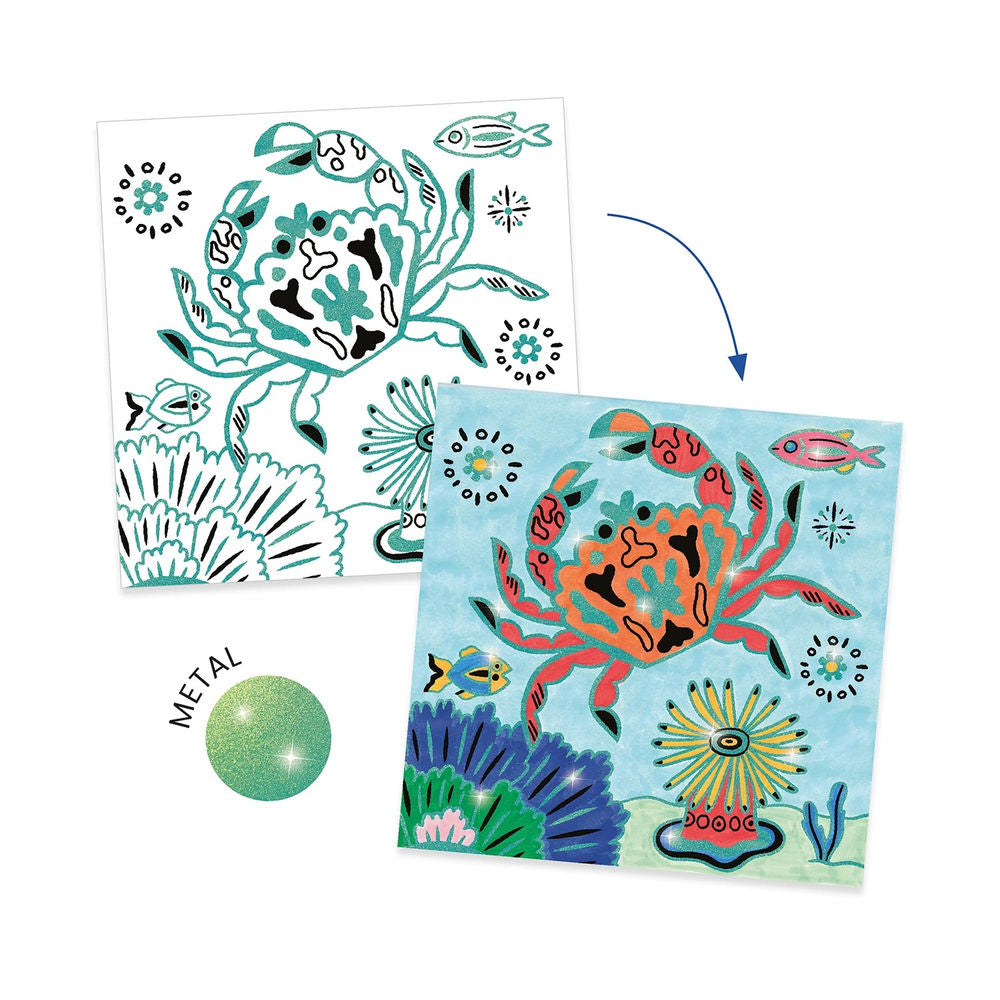 Djeco Shiny Coloring Pages Underwater