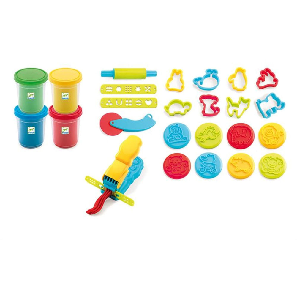 Djeco Large modelling clay set with 4 colours & 21 tools