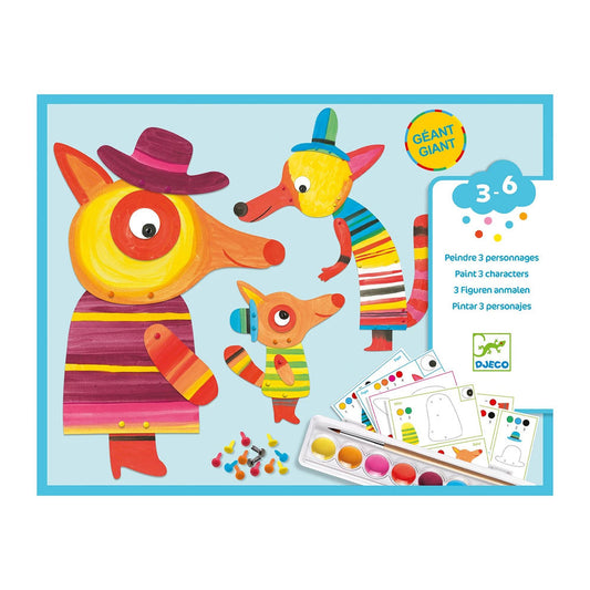 Djeco 3 figurines à colorier famille renard