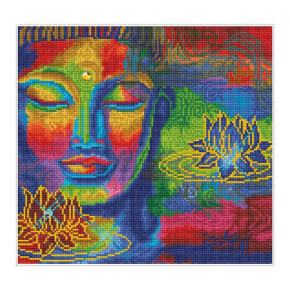 Diamond Painting Buddha und Lotusblumen