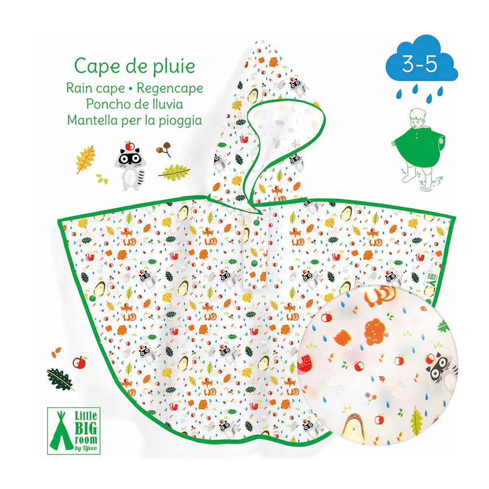 Djeco poncho de pluie animaux de la forêt (80x46cm)