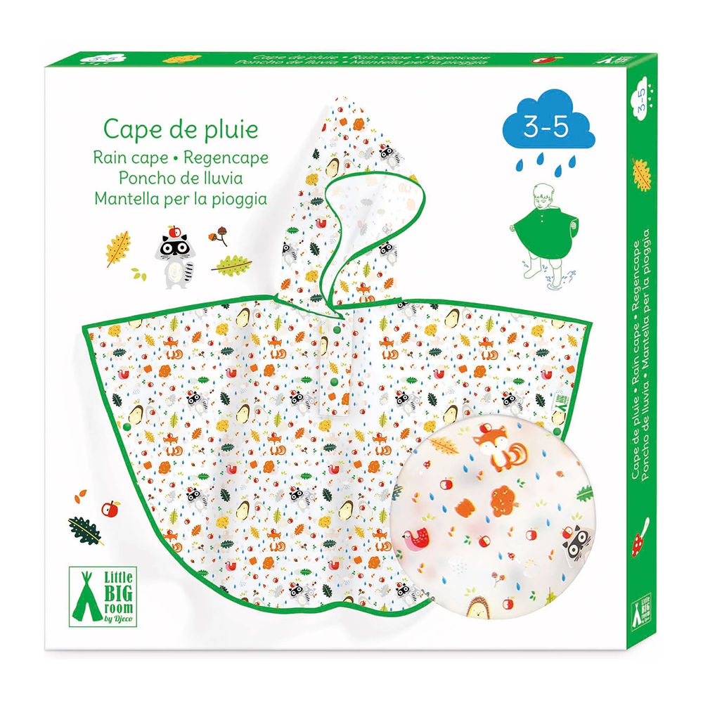 Djeco poncho de pluie animaux de la forêt (80x46cm)