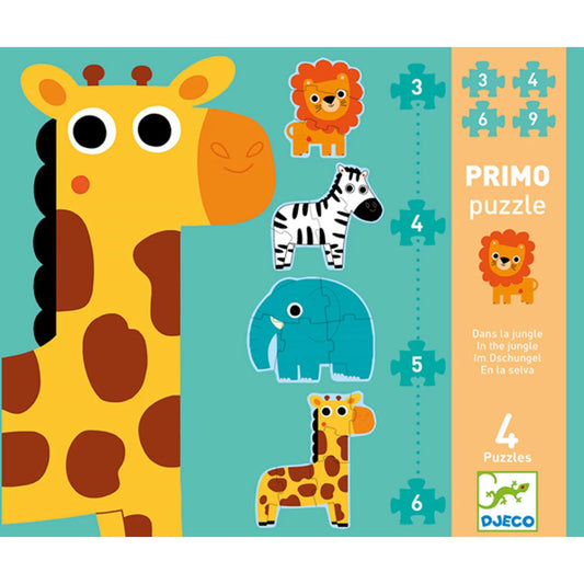 Djeco First Puzzle In The Jungle, 3/4/5/6 pieces