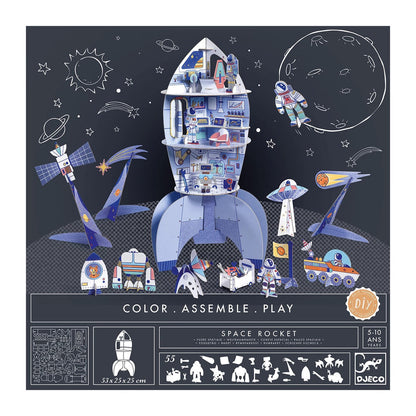 Djeco 3D building and painting set space rocket