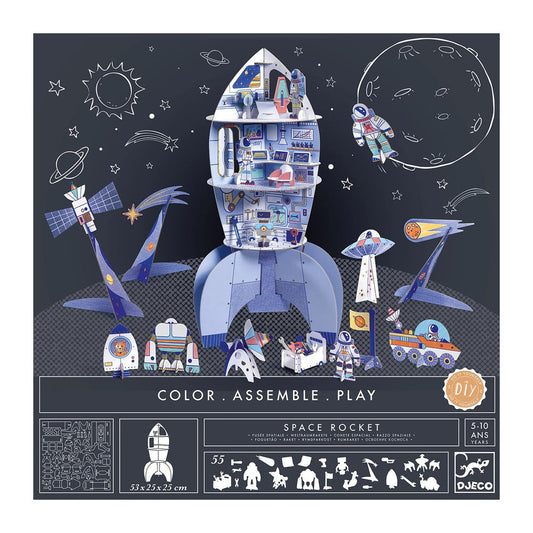 Djeco 3D building and painting set space rocket