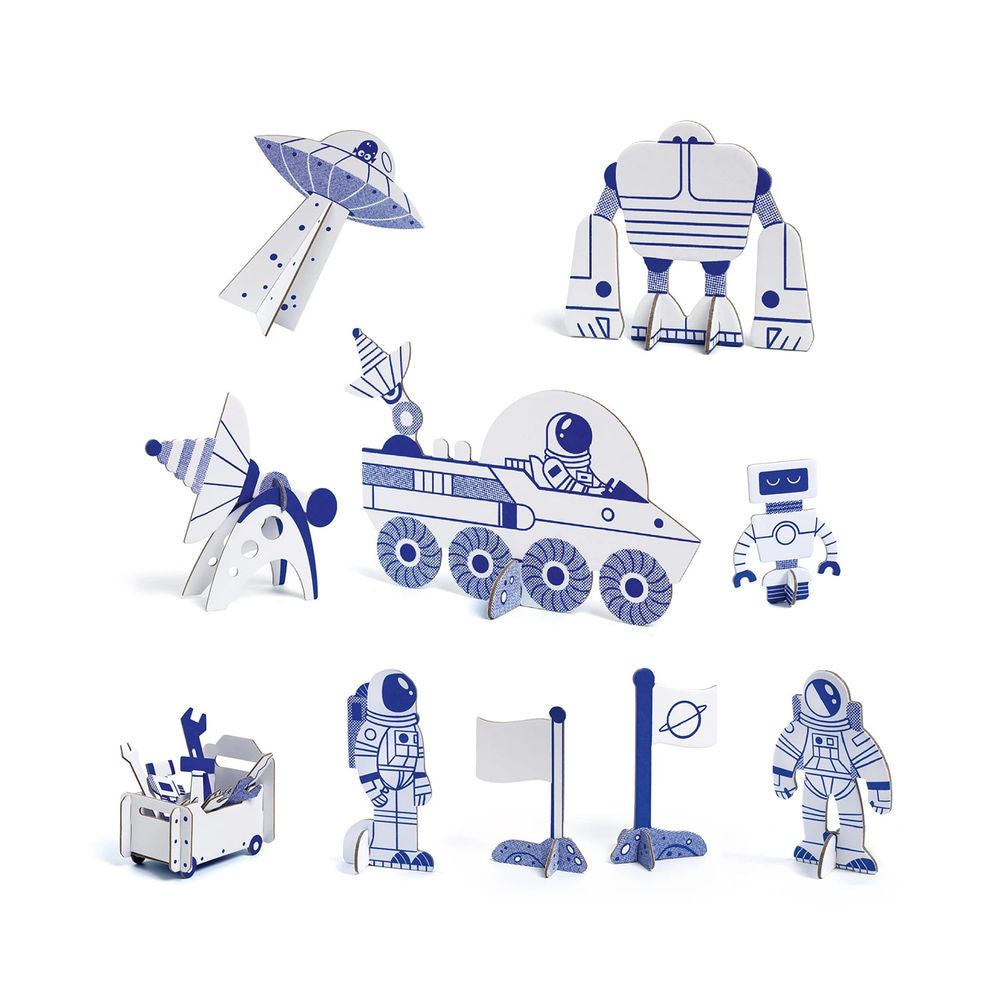 Djeco 3D building and painting set space rocket