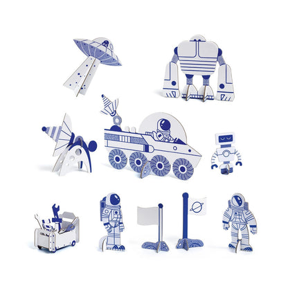 Djeco 3D building and painting set space rocket