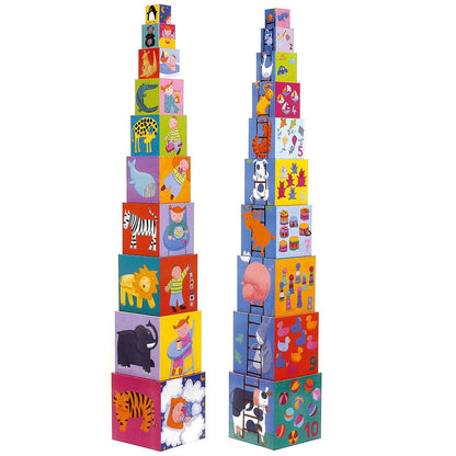Djeco Pyramide Rigolos, 10 cubes