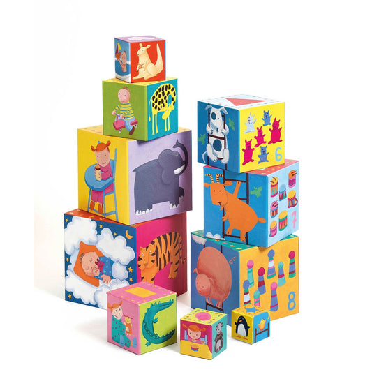 Djeco Pyramide Rigolos, 10 cubes