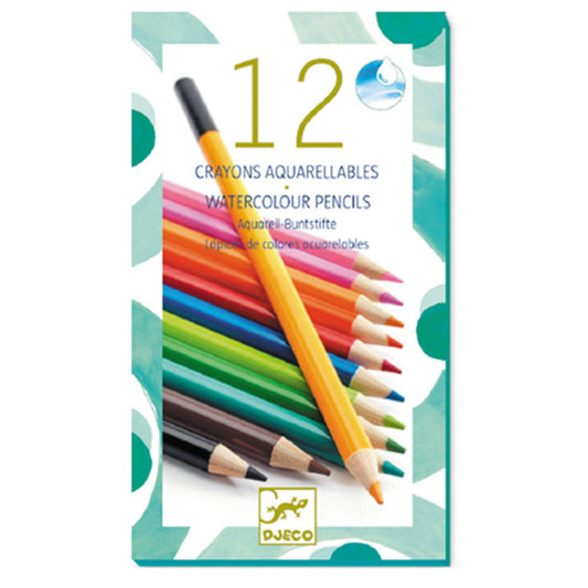 Djeco 12 crayons de couleur aquarelle