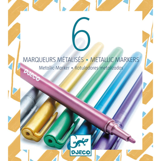 Djeco 6 marqueurs métallisés