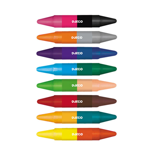 Djeco 8 crayons de cire, 16 couleurs