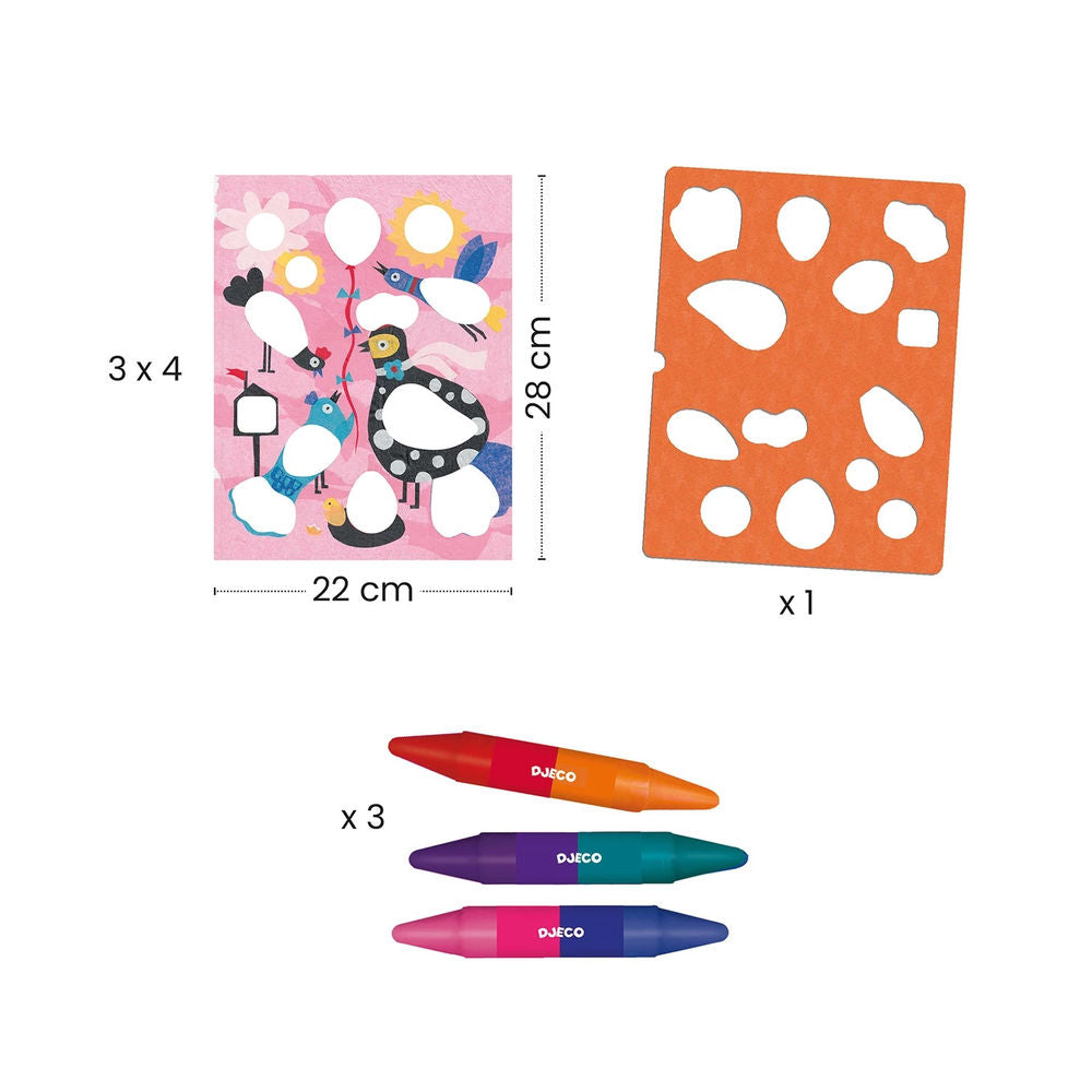 Djeco Magic Stencils Chicken &amp; Co