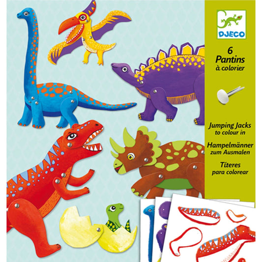 Djeco jumping jacks to color in dinosaurs