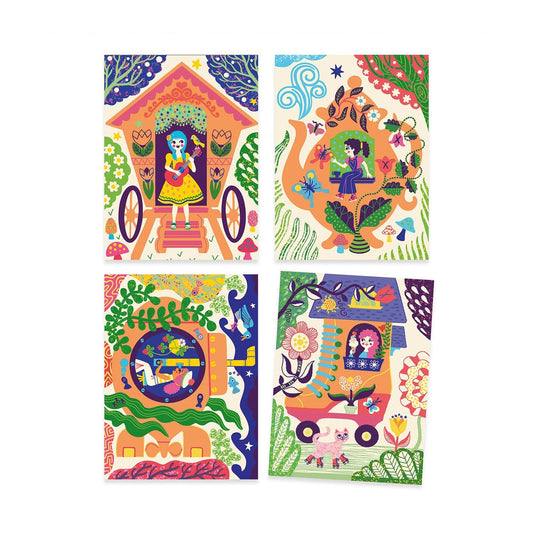 Djeco Scratch pictures two-coloured Crazy Houses
