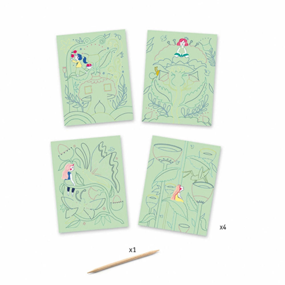 Djeco Scratch Pictures Fantasy Garden
