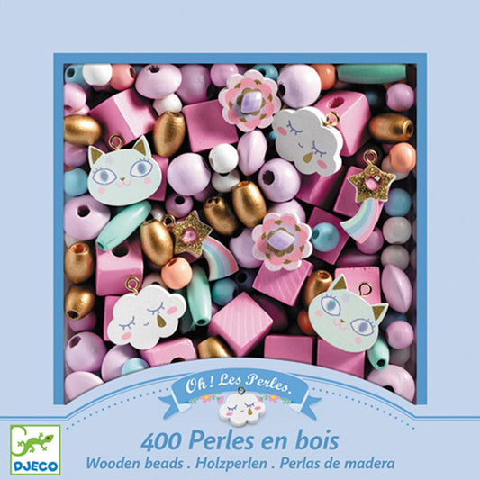 Perles en bois Djeco arc-en-ciel