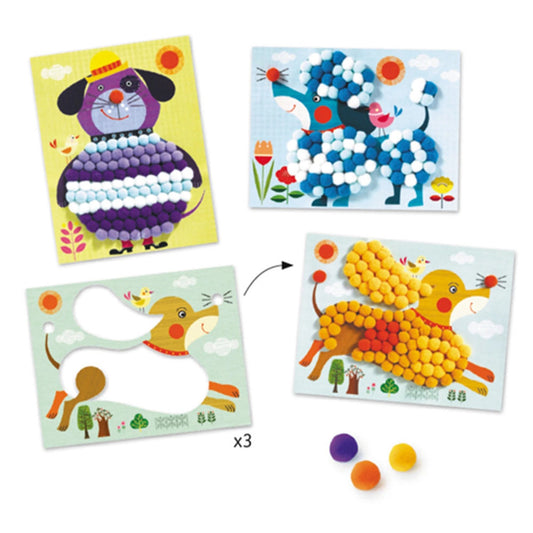Djeco Pompons Collage Chiens