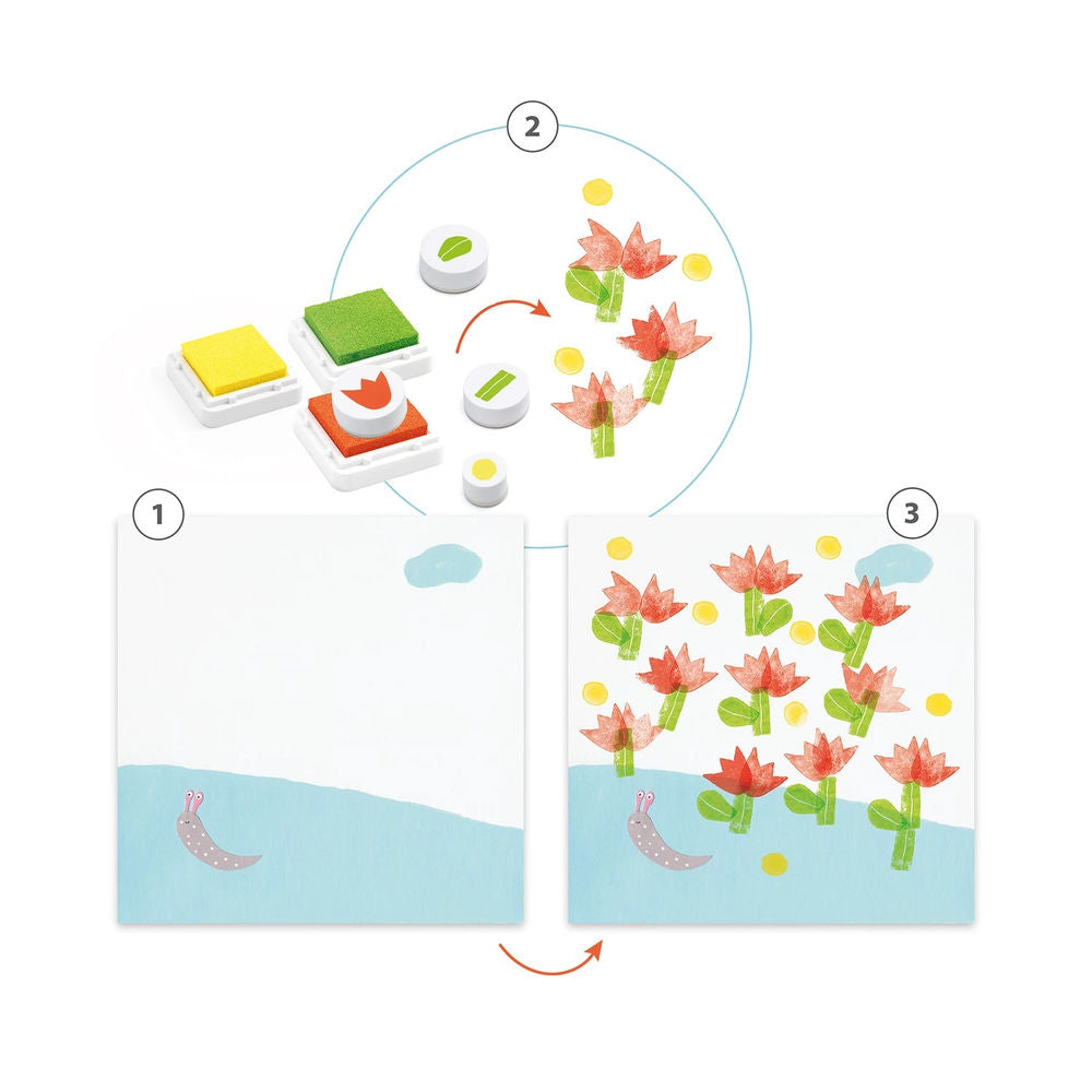 Djeco set de tampons fleurs