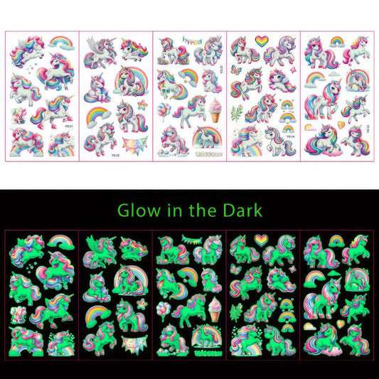 Glow in the Dark Tattoos Einhorn