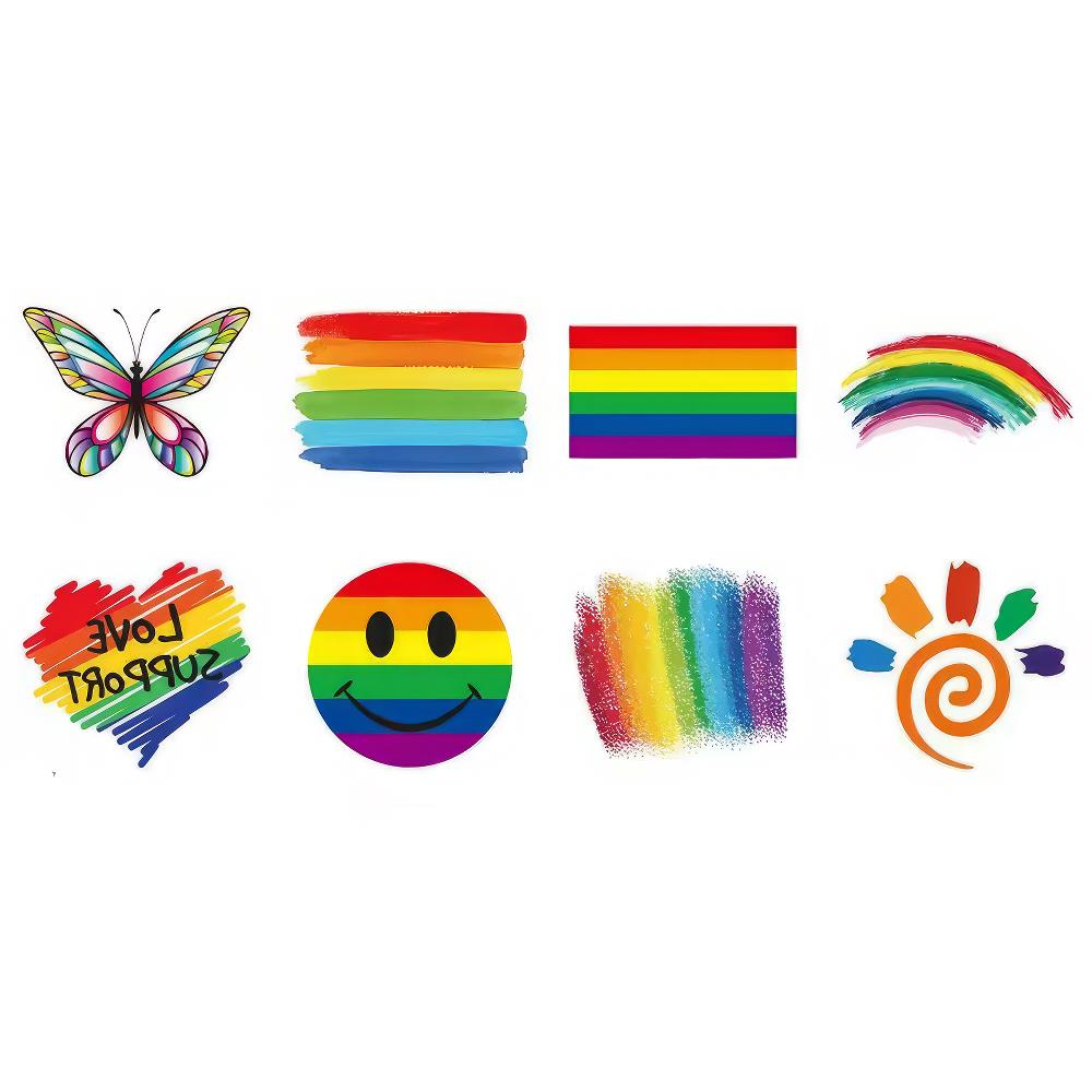 Rainbow Love Tattoos, 8er-Set